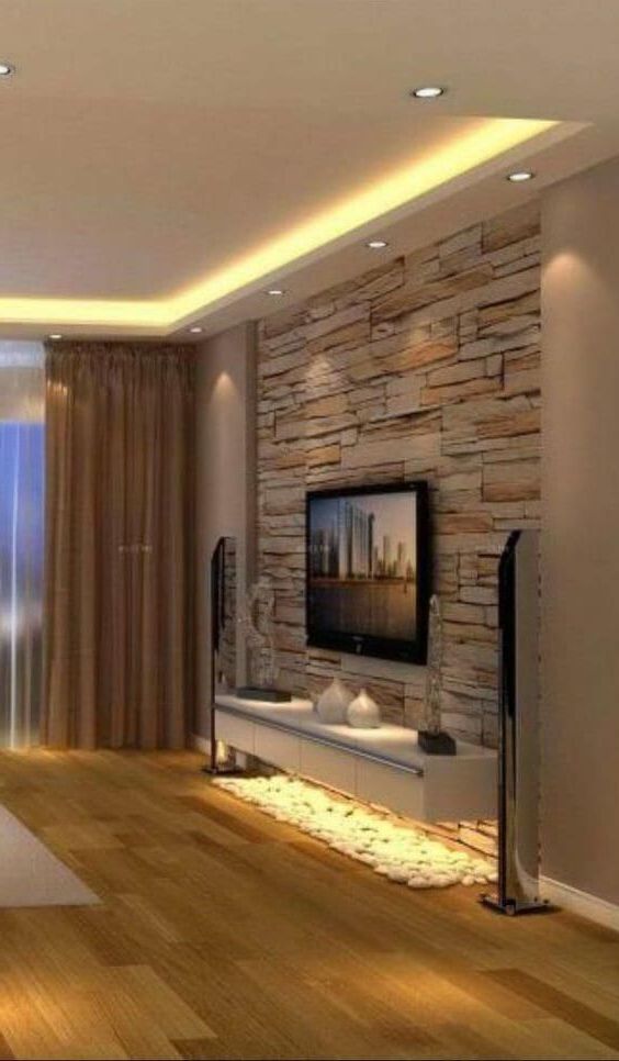 Living Room Design Modern, Stone Walls Interior, Tv Wall Design (View 2 of 10)