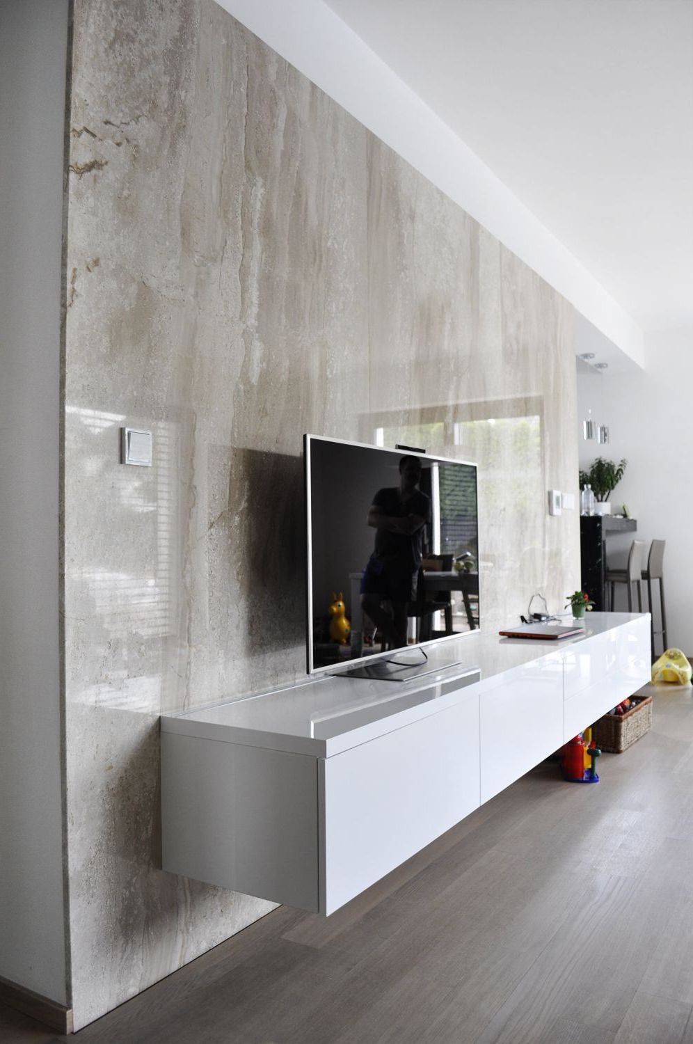 Marble Melamine Tv Stands With Newest Tv Wall – Marble Panels, Led Light Integrated (View 1 of 10)