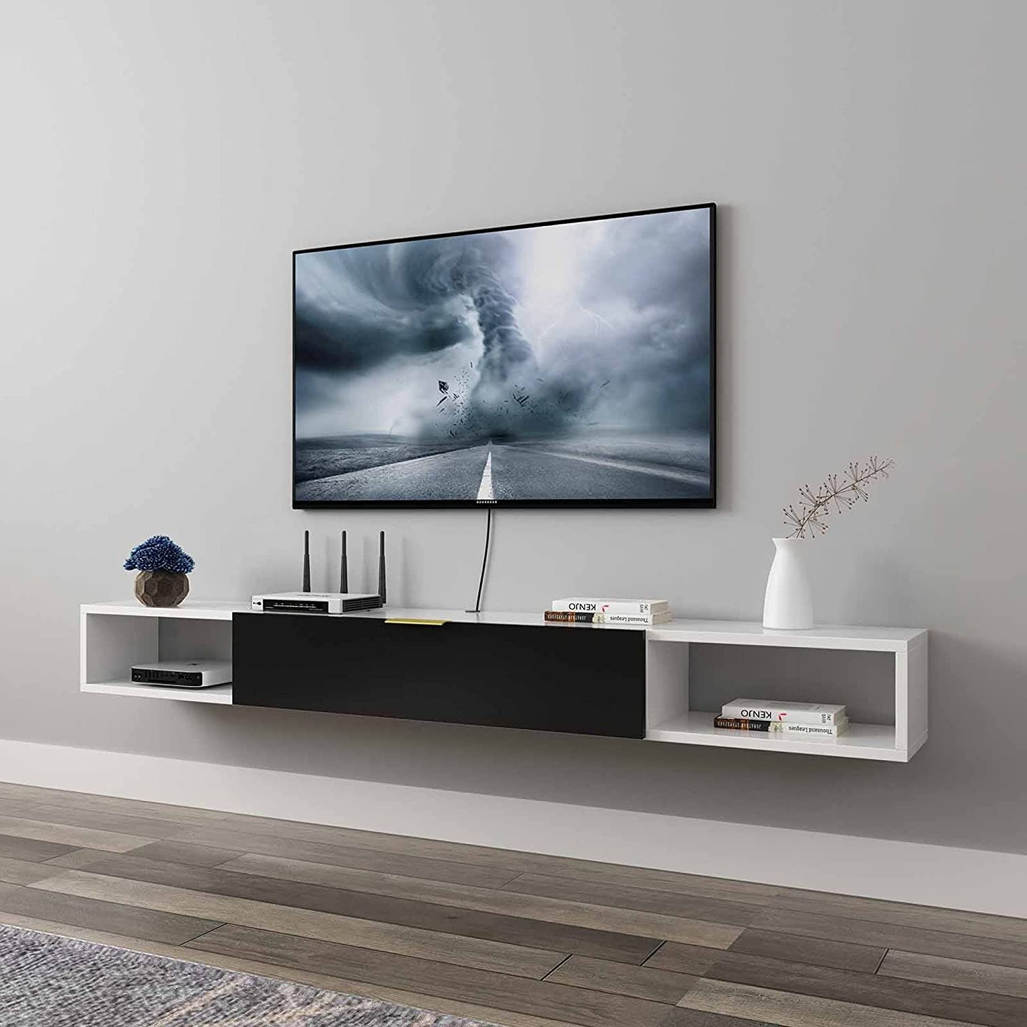 Matte Tv Stands Intended For Well Known Wall Mounted Tv Storage Unit, Matte Floating Tv Stand Cabinet, Media  Entertainment Center Home Furniture For Living Room Bedroom/e / 120cm :  Amazon.co.uk: Home & Kitchen (Photo 10 of 10)