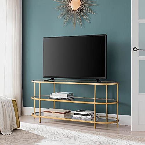 Metal Oval Tv Stands In Well Known Amazon – Leif Oval Tv Stand For Tv's Up To 60" In Brass – Bar & Serving  Carts (View 1 of 10)