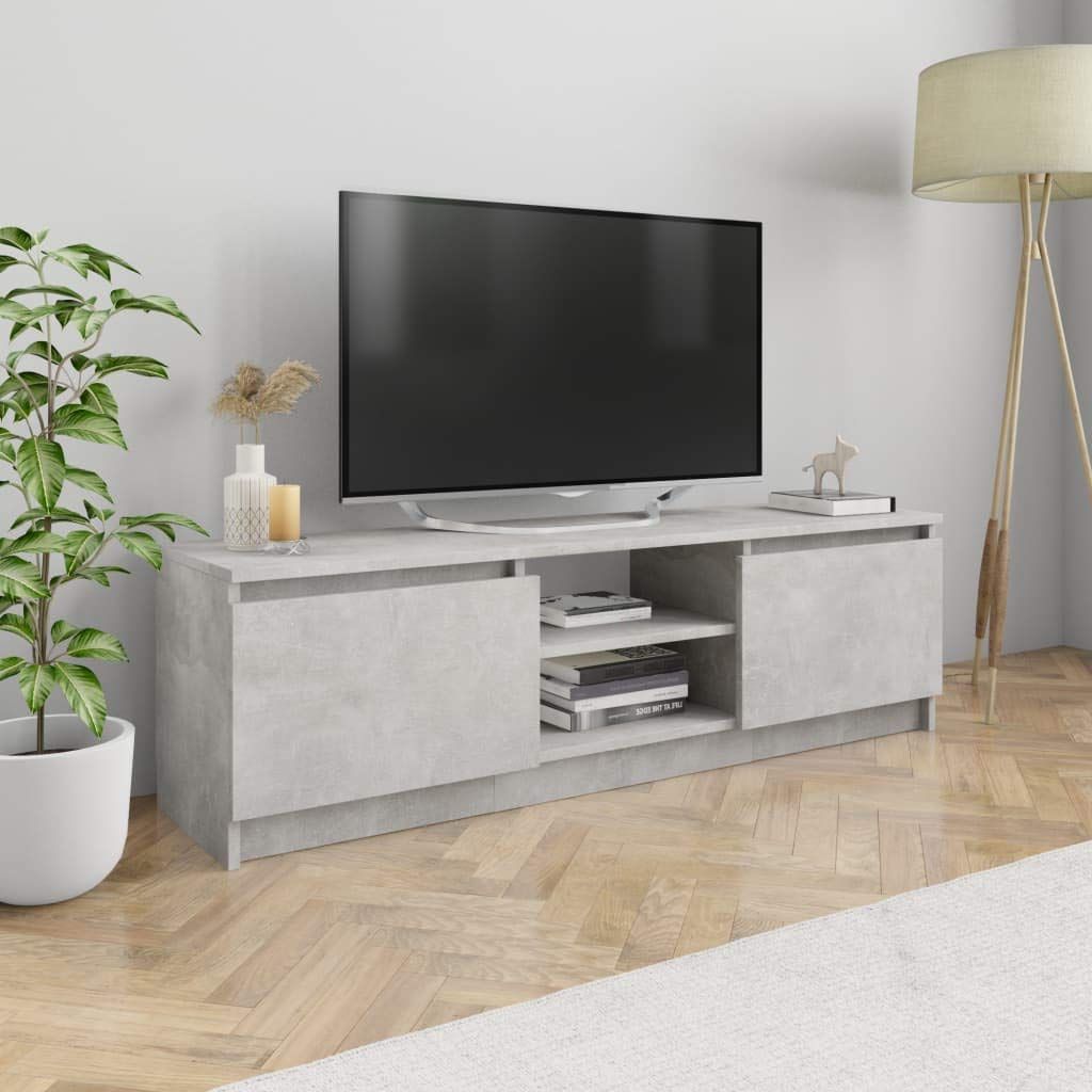 Modern Concrete Tv Stands With Most Up To Date Amazon: Concrete Gray Tv Stand, Modern Tv Stand W/remote Control High  Gloss Media Console For Tv Entertainment Center With 2 Layers, 2 Doors,  47.2"x11.8"x (View 7 of 10)