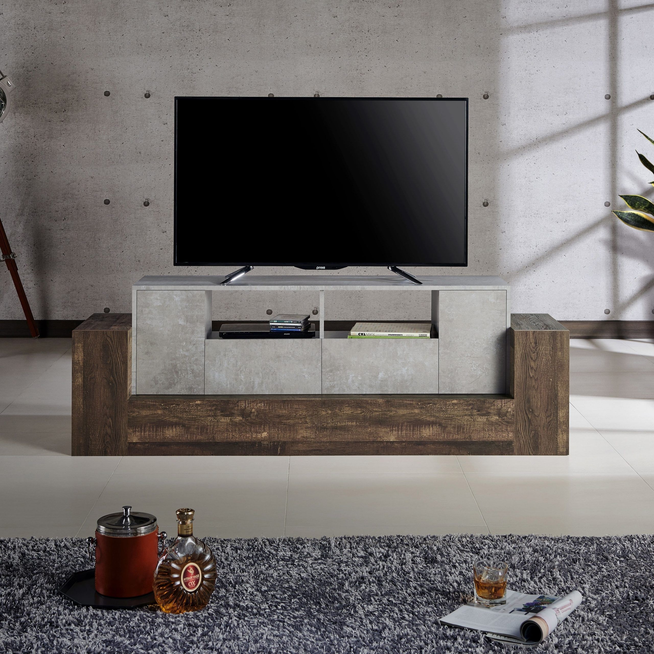 Modern Concrete Tv Stands With Regard To Popular Furniture Of America Geso 71 In (View 1 of 10)