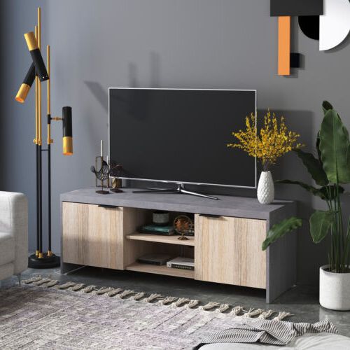 Modern Tv Cabinet Stand Unit Wooden Media Storage Space Shelves W/ Doors  Drawer  (View 3 of 10)