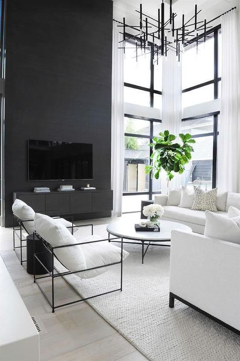 Modern White Living Room, High Ceiling Living Room, Black  Living Room (View 6 of 10)