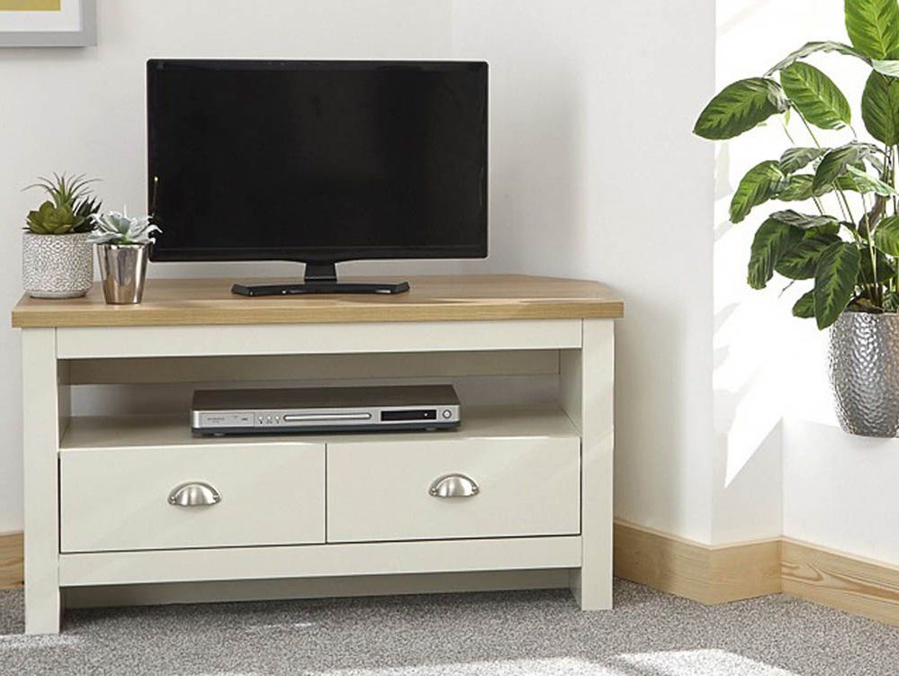 Most Current 2 Drawer Tv Stands With Gfw Lancaster Cream And Oak 2 Drawer Corner Tv Cabinet (flat Packed) –  Archers Sleepcentre (View 9 of 10)