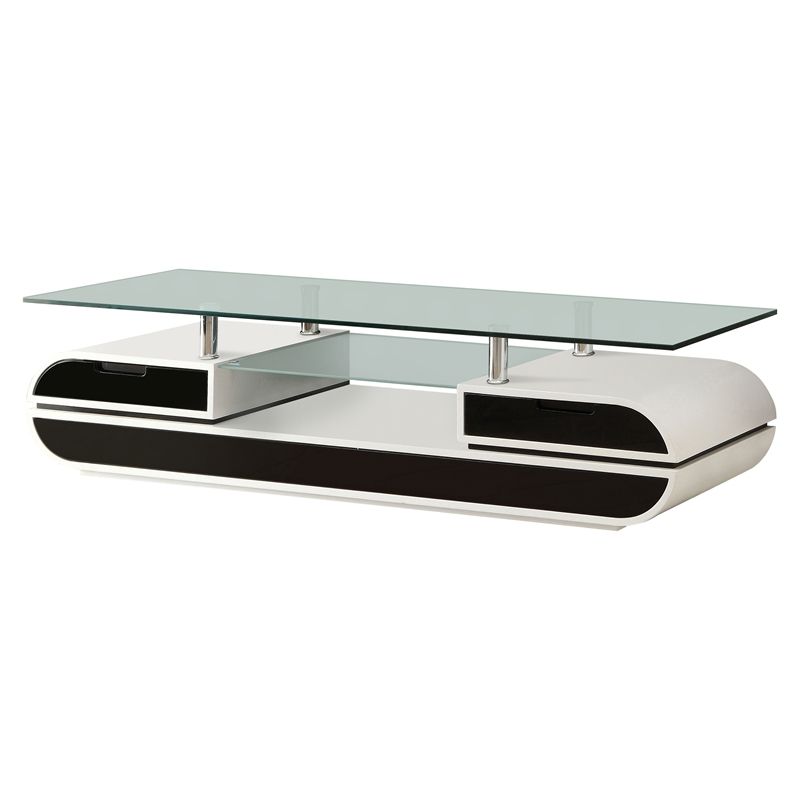 Most Current Glass Topped Tv Stands Intended For Furniture Of America Duri Contemporary Glass Top Tv Stand In White And  Black – Walmart (View 1 of 10)