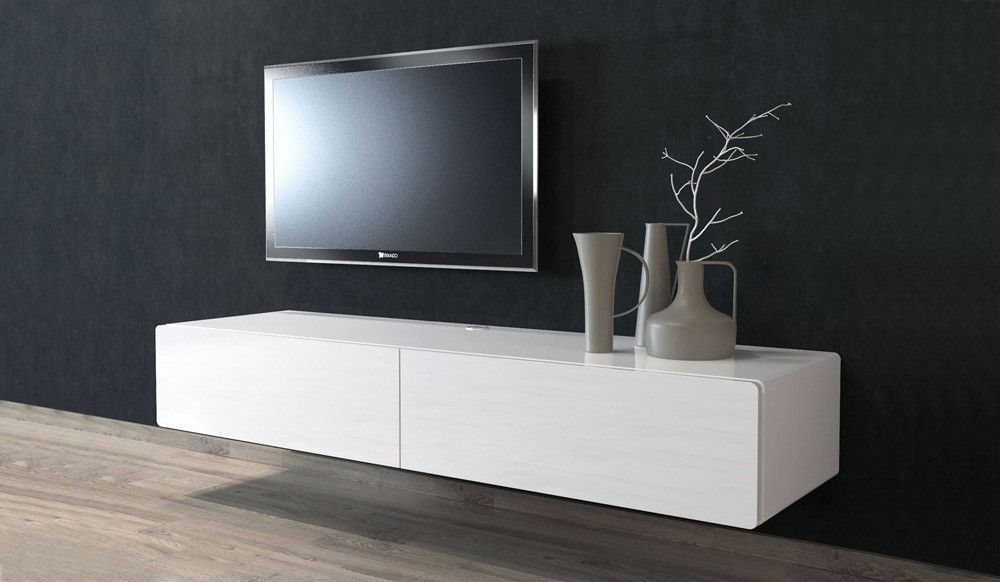Most Current Matte Tv Stands In Ikon Matte White Floating Tv Unit – Medium – Delux Deco (View 6 of 10)