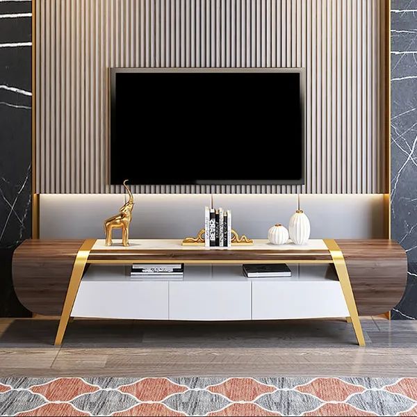 Most Popular White Faux Marble Tv Stands In Mella 2200mm Tv Stand With Storage White Faux Marble Top 3 Drawers Media  Console For Tvs Homary (View 2 of 10)