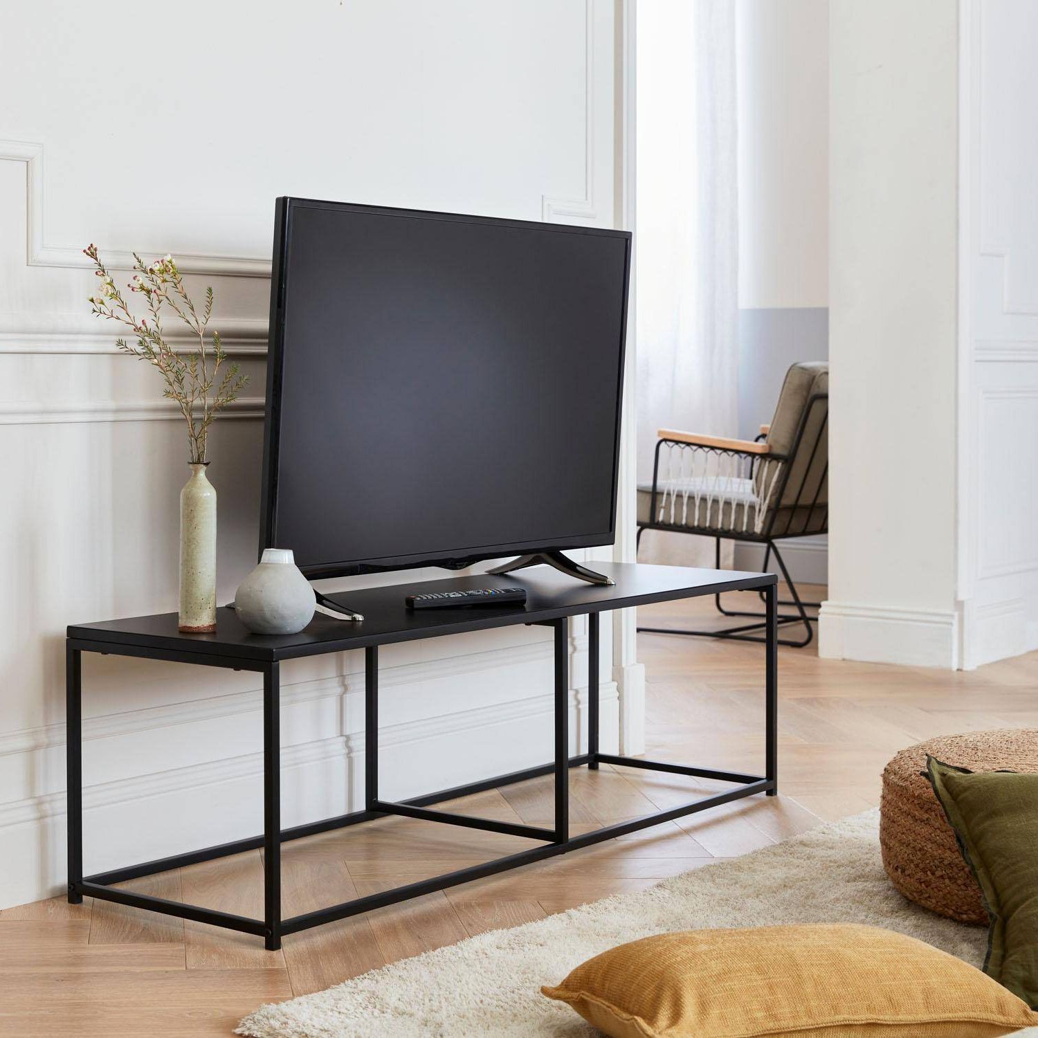 Most Recent Industrial – Black Metal Tv Unit – 140x40x40cm Intended For Bronze Metal Tv Stands (View 10 of 10)