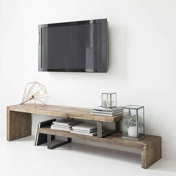 Most Recent Rustic Adjustable Extendable Wood Tv Stand Up To 2032mm Open Storage Homary Inside Rustic Round Tv Stands (View 5 of 10)