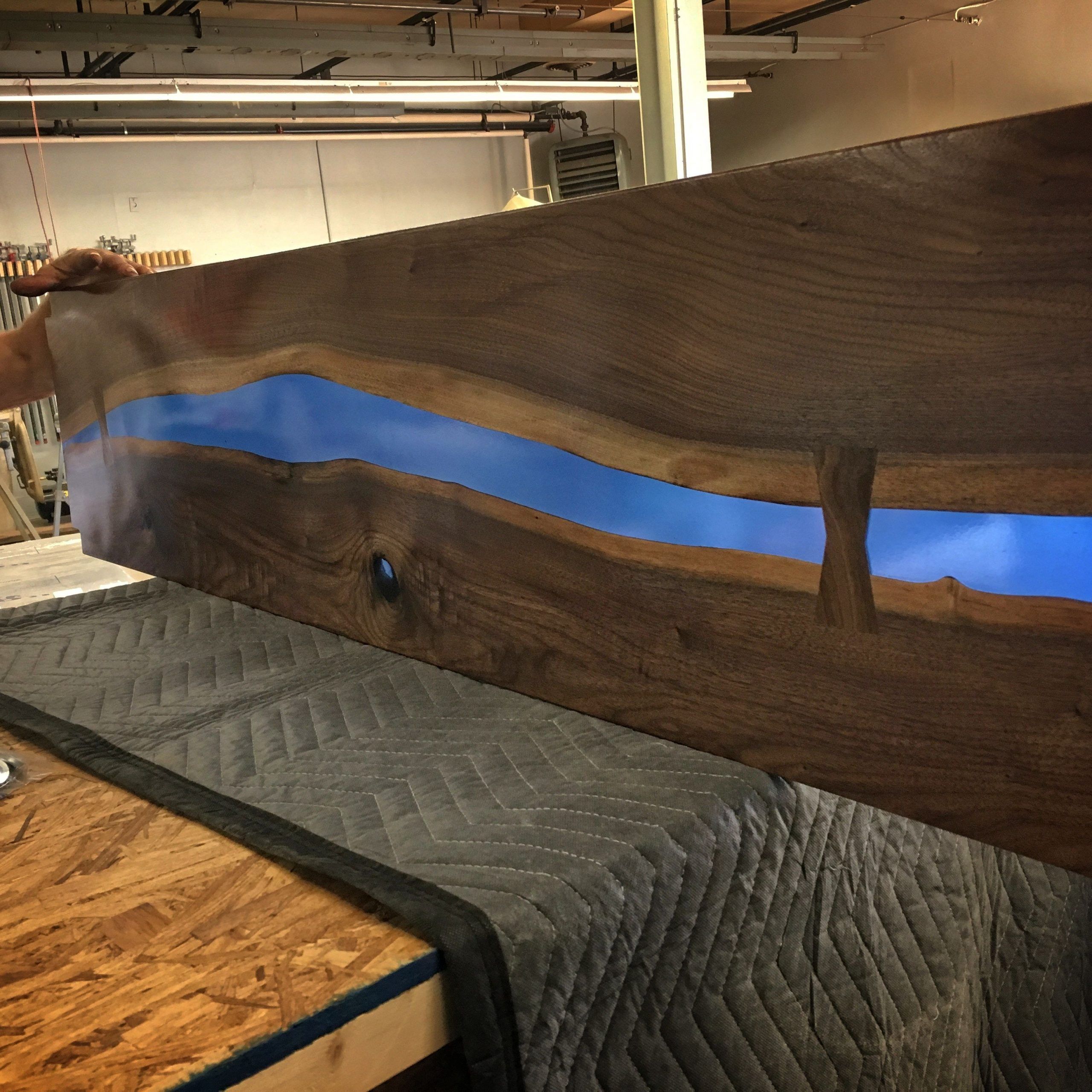 Most Recently Released Hand Made Black Walnut & Blue Resin Tv Standhiggins Fabrication (View 6 of 10)
