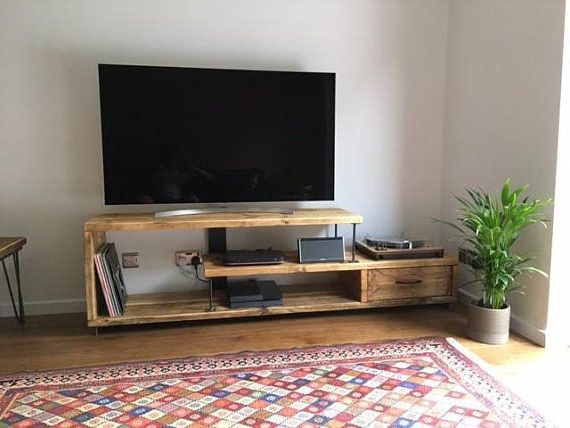 Most Recently Released Reclaimed Fruitwood Tv Stands With Industrial Chic Reclaimed Wood Tv Stand Media Unit With Drawer  (View 10 of 10)