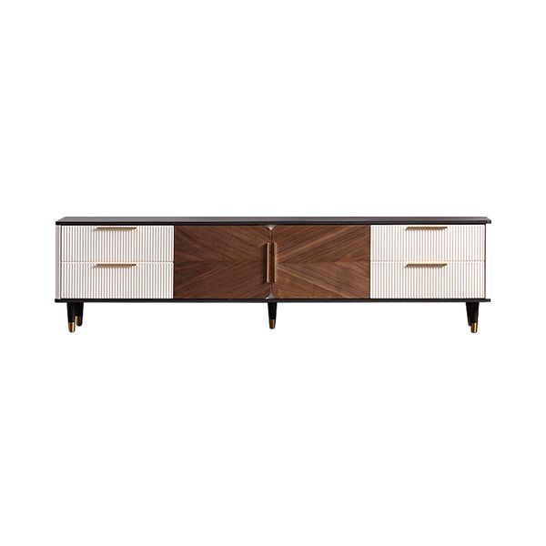 Most Recently Released Rectangle Tv Stands Pertaining To 4 Drawer Mdf Tv Stand 79" Rectangle Media Console Living Room Tv Cabinet  With Pleated Surface (View 9 of 10)