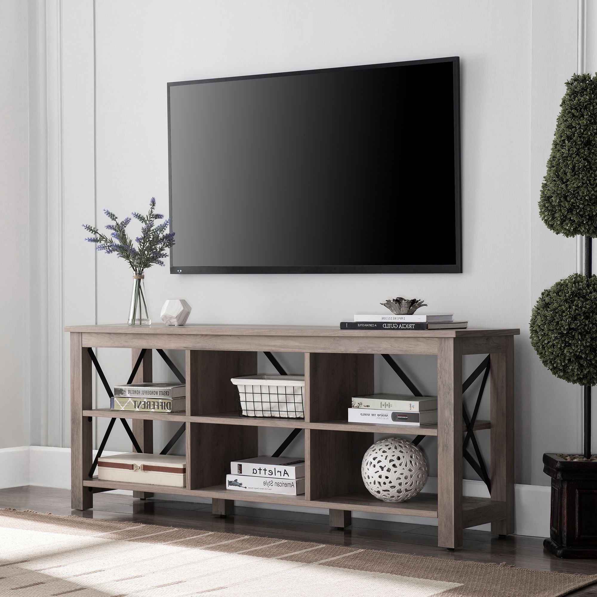 Most Up To Date Evelyn&zoe Modern Farmhouse Geometric Tv Stand For Tvs Up To 65" –  Walmart With Modern Geometric Tv Stands (View 5 of 10)