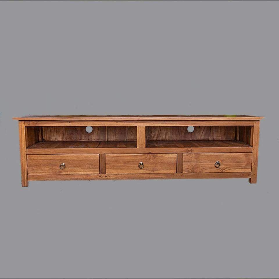Most Up To Date Teak Tv Stands Intended For Teak Low Line Tv Cabinet 180cm Natural Stain Finish ⋆ That Bali Shop (View 6 of 10)
