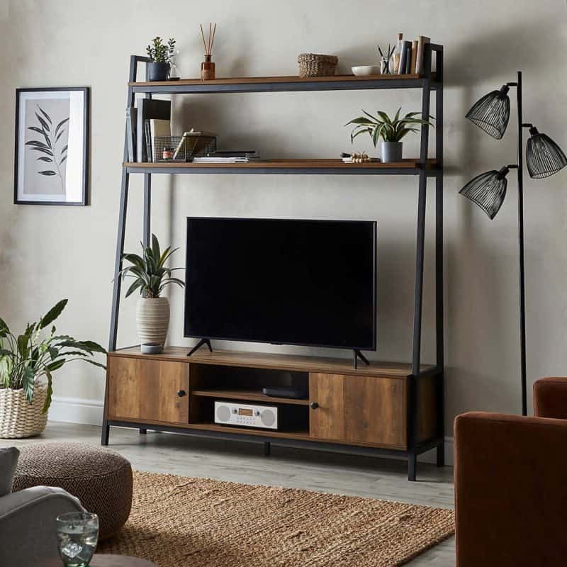 Newest Tv Stands With Shelf With Regard To Fulton Ladder Shelf Tv Stand (View 3 of 10)