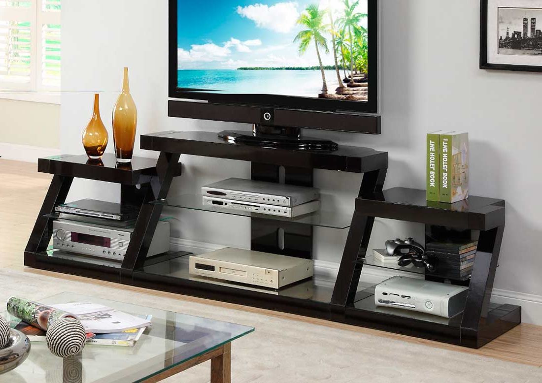 Oak Espresso Tv Stands Pertaining To Preferred Oak Tv Stand With Tempered Glass Pdx (View 10 of 10)