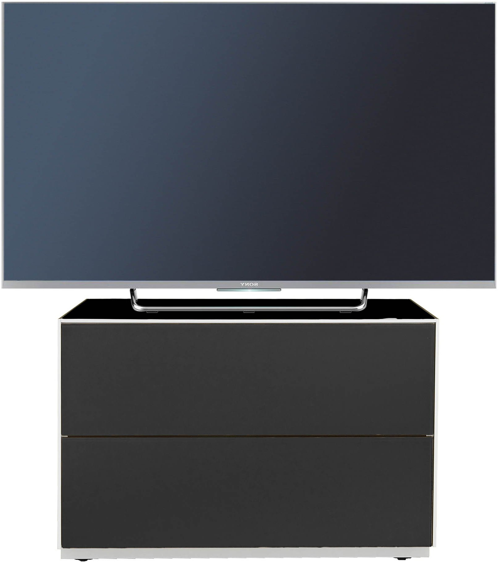 Optimum Pro650gg Gb Project Iso Series Small Tv Stand With Double Flip Down  Doors – Gloss Black For Well Known Black Square Tv Stands (View 5 of 10)