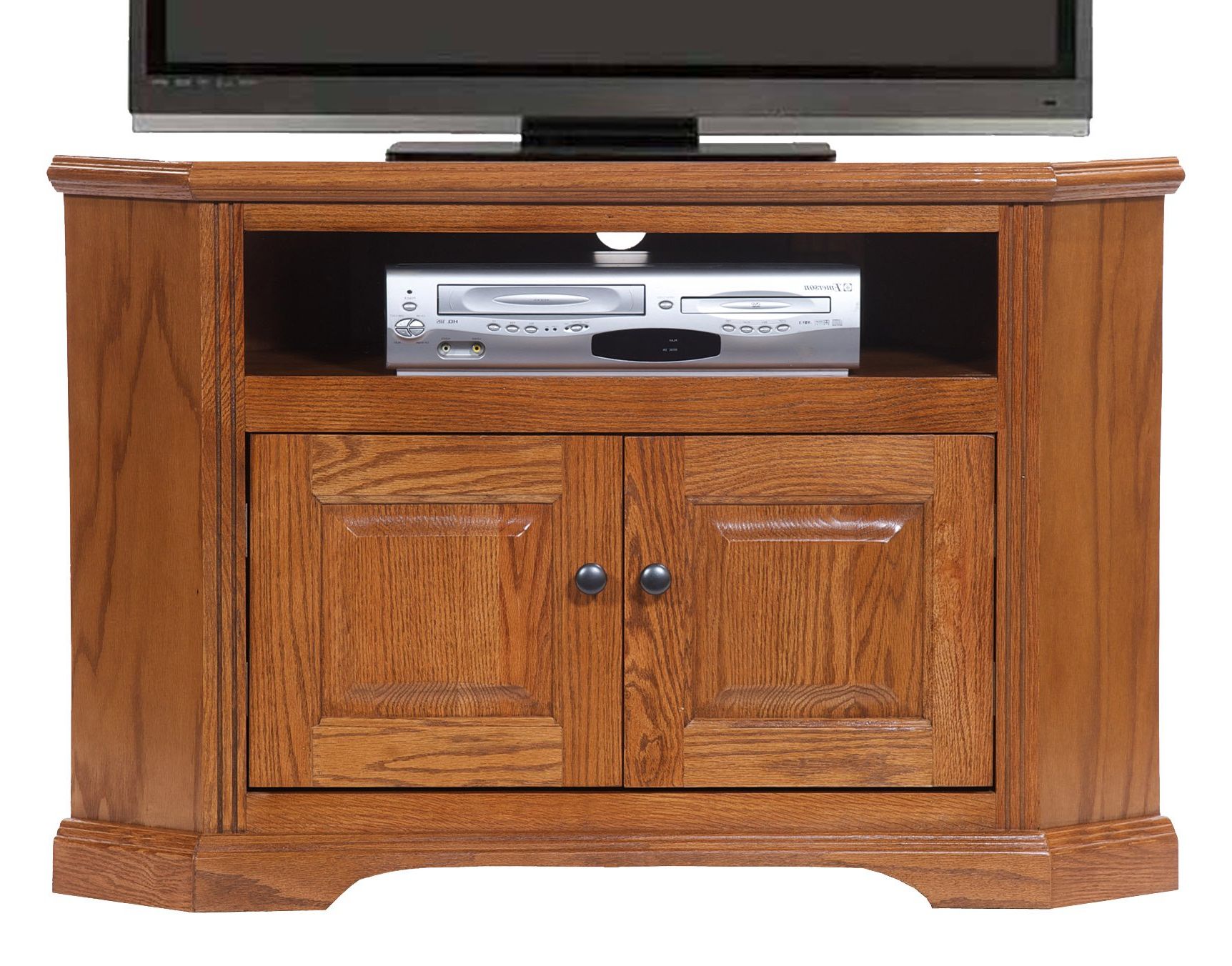 Preferred Amazon: American Heartland Oak Corner Tv Stand In Medium : Home &  Kitchen Pertaining To Medium Tv Stands (View 5 of 10)