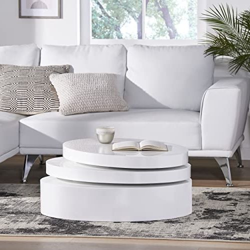 Preferred Oval Mod Rotating Tv Stands Within Amazon: Christopher Knight Home Ckh Small Oval Mod Rotatable Coffee  Table, Glossy White : Home & Kitchen (View 9 of 10)