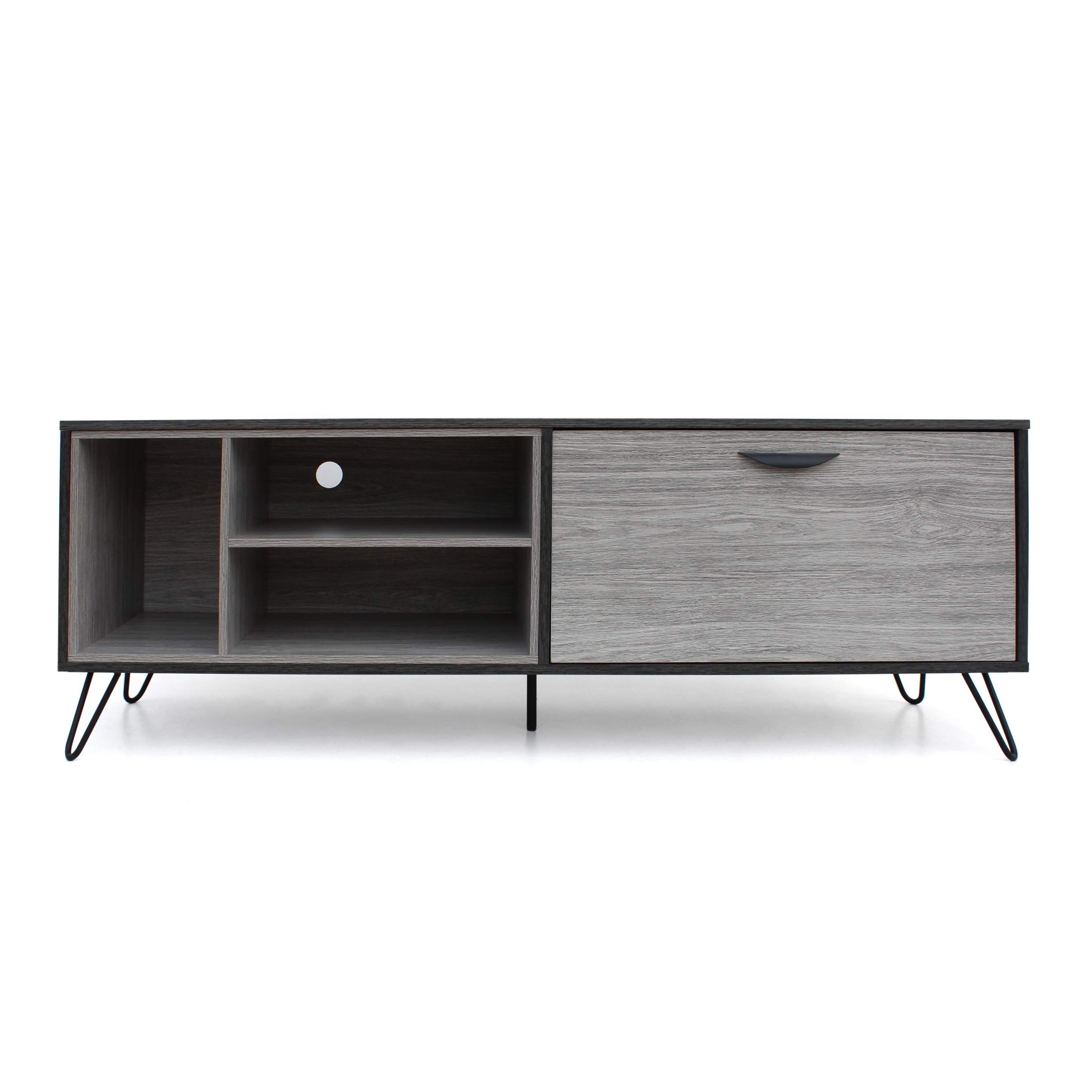 Recent Faux Wood Tv Stands Within Amazon: Christopher Knight Home Dorrin Mid Century Modern Faux Wood Tv  Stand, Sonoma Grey Oak / Grey Oak / Black : Home & Kitchen (View 3 of 10)