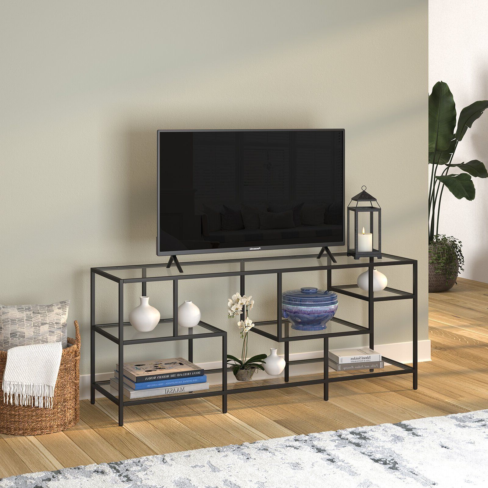 Recent Glass Tv Stands With Storage Shelf Regarding Glass Tv Stands – Ideas On Foter (View 9 of 10)
