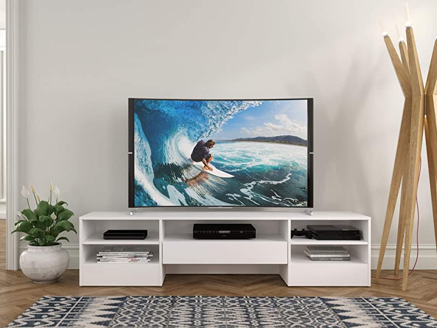 Recent Melamine Tv Stands Inside Amazon: Nexera Rustik, 1 Drawer, White 72 Inch Tv Stand, Melamine :  Home & Kitchen (View 8 of 10)