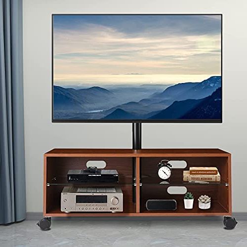 Recent Wood Rotating Tray Tv Stands With Regard To Amazon: Rfiver Wood Entertainment Center Tv Stand With Swivel Mount For  32 To 65 Inch Led, Lcd, Oled Plasma Flat/curved Screen Tvs, Height  Adjustable Storage Cabinet For Media, Dvd Players, Xbox, Walnut : (View 5 of 10)