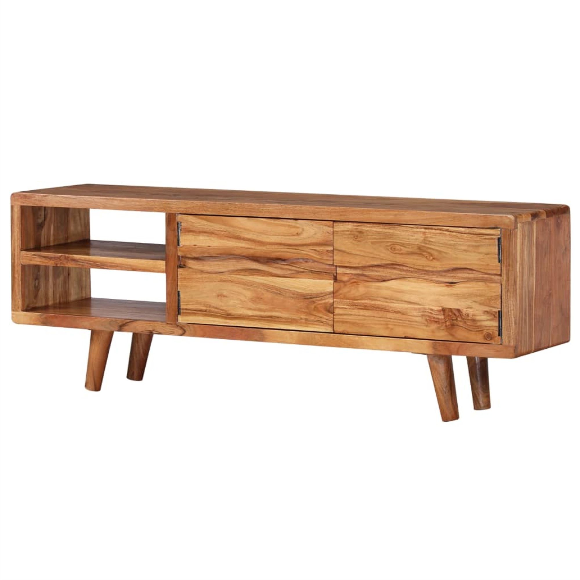 Trendy Vidaxl Tv Cabinet Solid Acacia Wood With Carved Doors 46.1"x11.8"x (View 4 of 10)