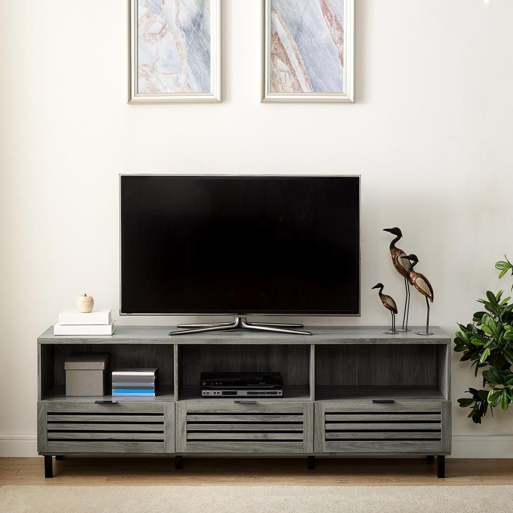 Walker Edison Furniture Company 70 In. Slate Gray Composite Tv Stand With 3  Drawer Fits Tvs Up To 75 In (View 1 of 10)
