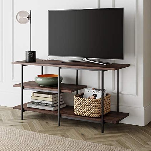 Warm Walnut Tv Stands With Trendy Amazon: Nathan James Modern Tv Stand Adler 3 Tier Media Console  Entertainment Center With Storage Shelves, Warm Walnut : Everything Else (View 1 of 10)