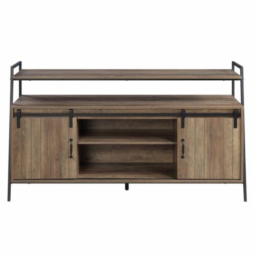 Well Known Rustic Oak And Black Tv Stands Regarding Wooden Tv Stand In Rustic Oak & Black Finish Space Saving Tv Stand (View 6 of 10)