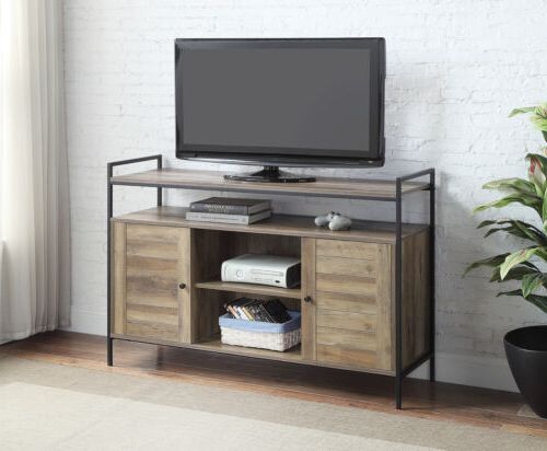 Well Known Tv Stand Rustic Oak & Black Finish Media Console Table Modern Cabinet (View 1 of 10)
