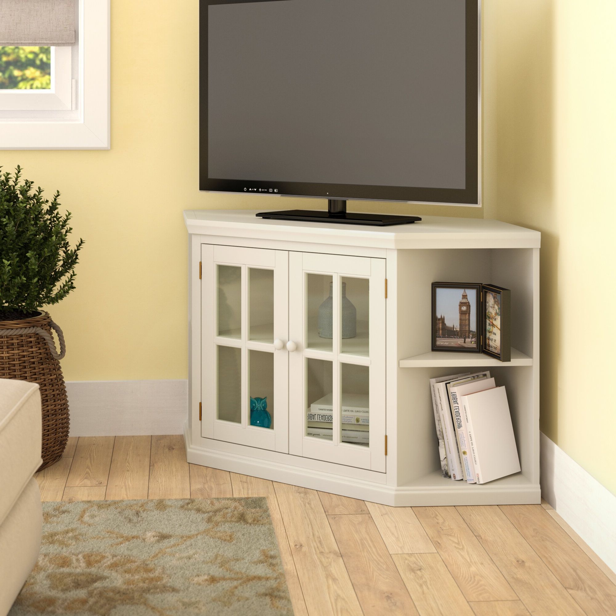 White Corner Tv Stand – Visualhunt With Regard To 2018 Diamond Shape Tv Stands (View 10 of 10)