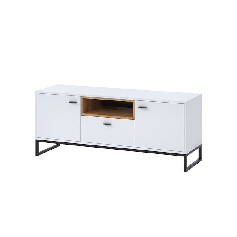 White Storage Tv Stands Throughout Favorite Tv Stand 2 Doors And 1 Drawer 135 Cm Olie (white, Wood) (View 1 of 10)