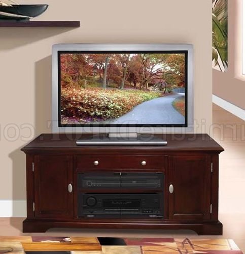 Widely Used Dark Cherry Tv Stands For Dark Cherry Finish Contemporary Tv Stand With Storage Cabinets (View 3 of 10)