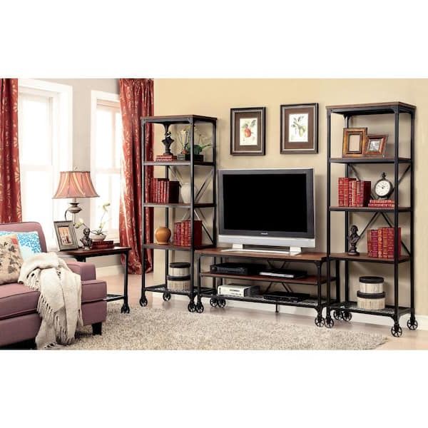 Widely Used Medium Tv Stands Pertaining To Furniture Of America Juklen 54 In. Medium Oak Wood Tv Stand Fits Tvs Up To  60 In (View 8 of 10)