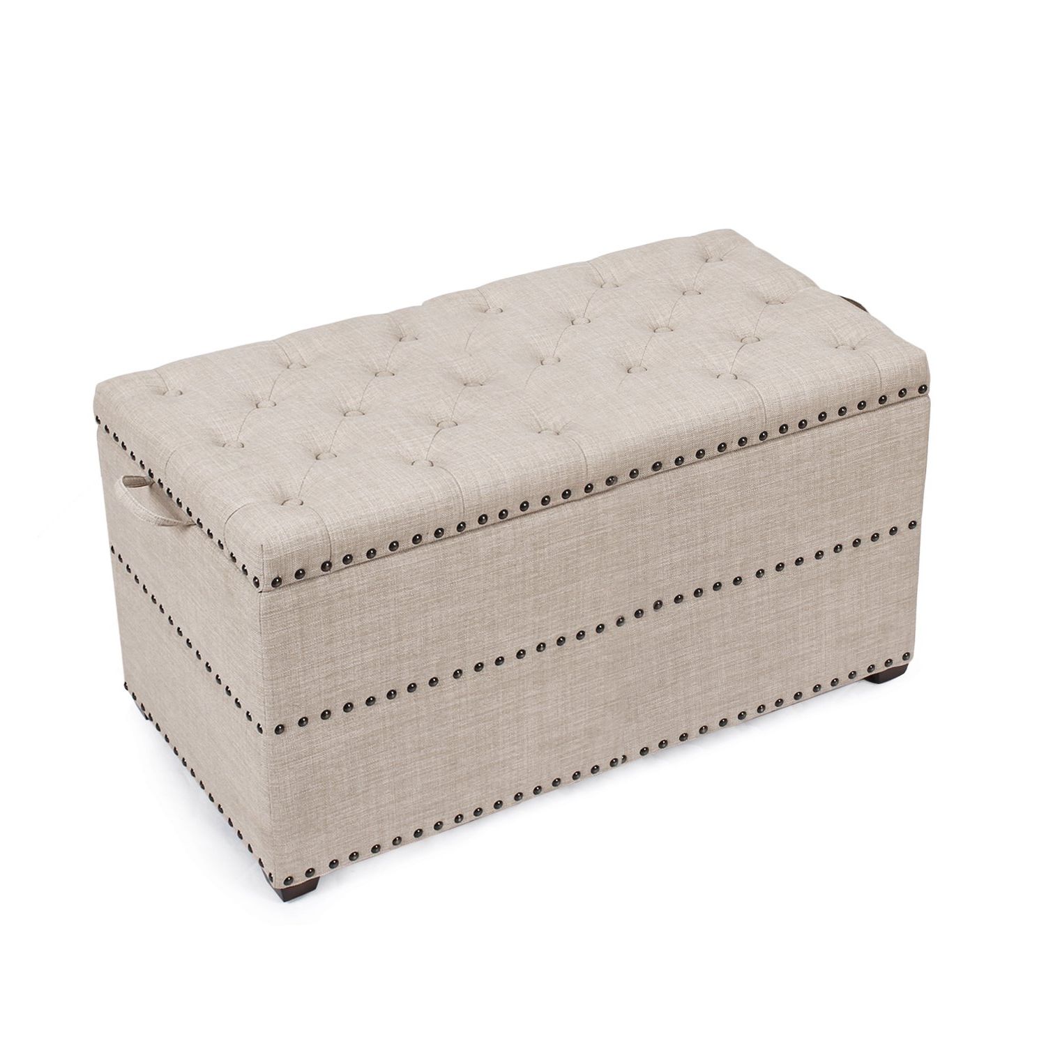 18 Inch Ottomans Within Newest Amazon: Asense 18 Inch Height Fabric Rectangle Tufted Lift Top Storage  Ottoman Bench, Footstool With Solid Wood Legs : Home & Kitchen (View 8 of 10)