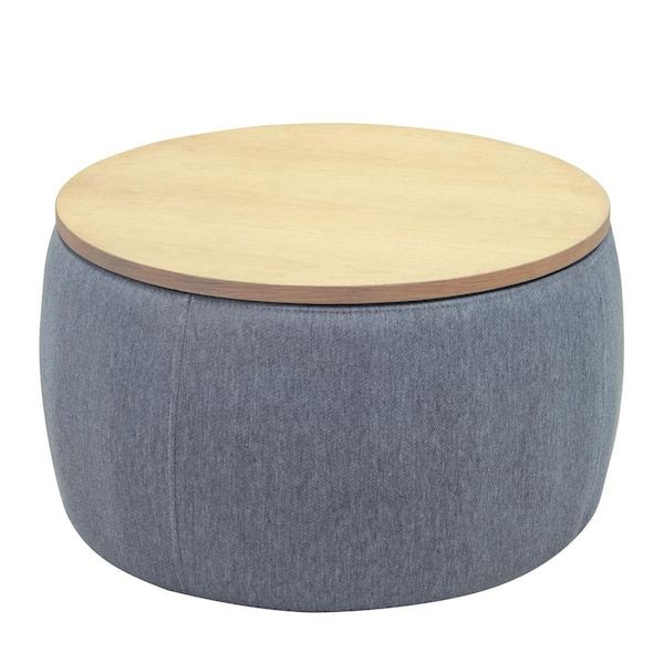 2017 Gray Ottomans Within Dark Gray Round Storage Ottoman Foot Rest Upholstered Pleated Round  Footstool For Living Room Lm W48735178 – The Home Depot (View 6 of 10)