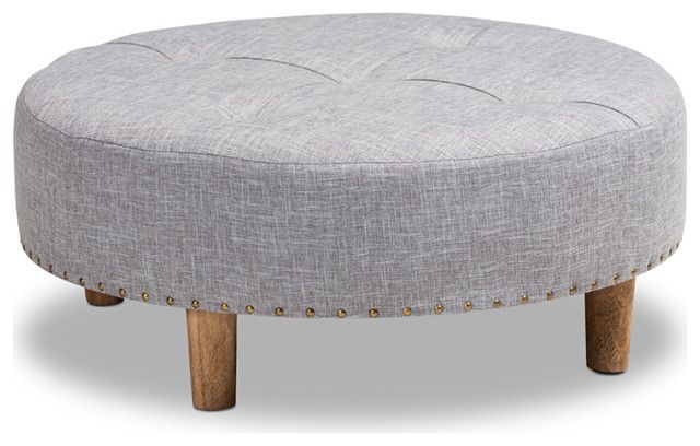 2017 Vinet Light Gray Fabric Upholstered Natural Wood Cocktail Ottoman –  Midcentury – Footstools And Ottomans  Hedgeapple (View 10 of 10)