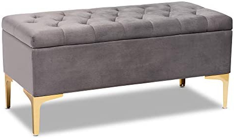 2018 Amazon: Baxton Studio Ottomans, Grey/gold : Home & Kitchen Throughout Gold Storage Ottomans (View 4 of 10)