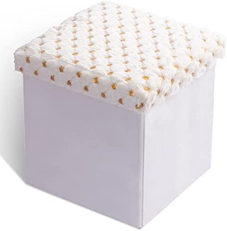 2018 Collapsible Storage Ottoman Cube ,ottoman Foot Stool Rest,13" Storage  Ottoman Bench  White Sequins 1pack (1, White Sequins) : Buy Online At Best  Price In Ksa – Souq Is Now Amazon (View 7 of 10)