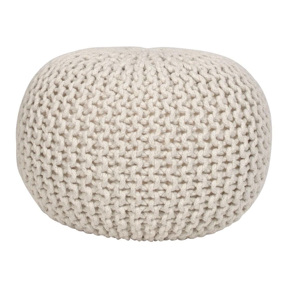 2018 Decor Therapy Casual Off White Pouf Ottoman In The Ottomans & Poufs  Department At Lowes With Off White Ottomans (View 2 of 10)