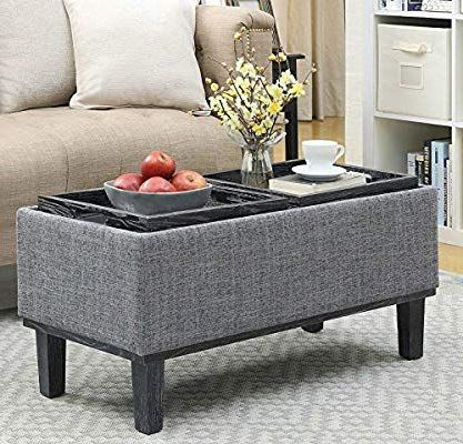 2018 Ottomans With Reversible Tray Intended For Furniture Of Home Storage Ottoman Coffee Table Modern Eco Friendly With Reversible  Tray Tops (View 6 of 10)