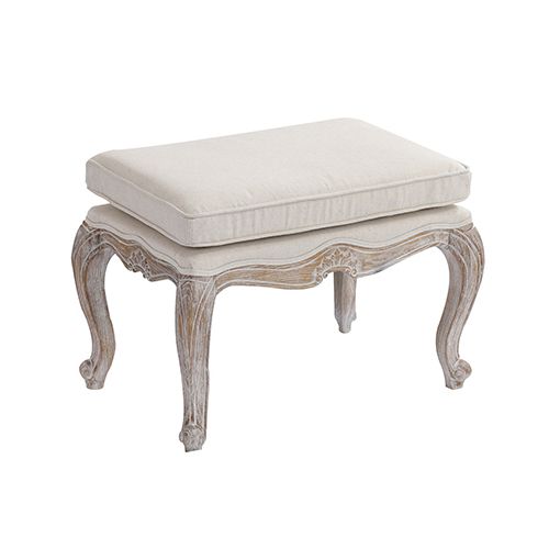 2018 White Wash Ottomans Within Lille Linen Fabric Beige Oak Wood White Washed Finish Ottoman (View 4 of 10)