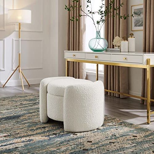 Amazon : Modway Eei 5561 Ivo Nebula Boucle Upholstered Upholstered  Ottoman, Ivory : Home & Kitchen For Current Boucle Ottomans (View 4 of 10)