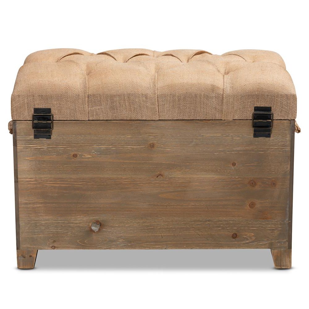 Baxton Studio Clement Rustic Beige/brown Storage Ottoman In The Ottomans &  Poufs Department At Lowes Throughout Famous Wood Storage Ottomans (View 7 of 10)