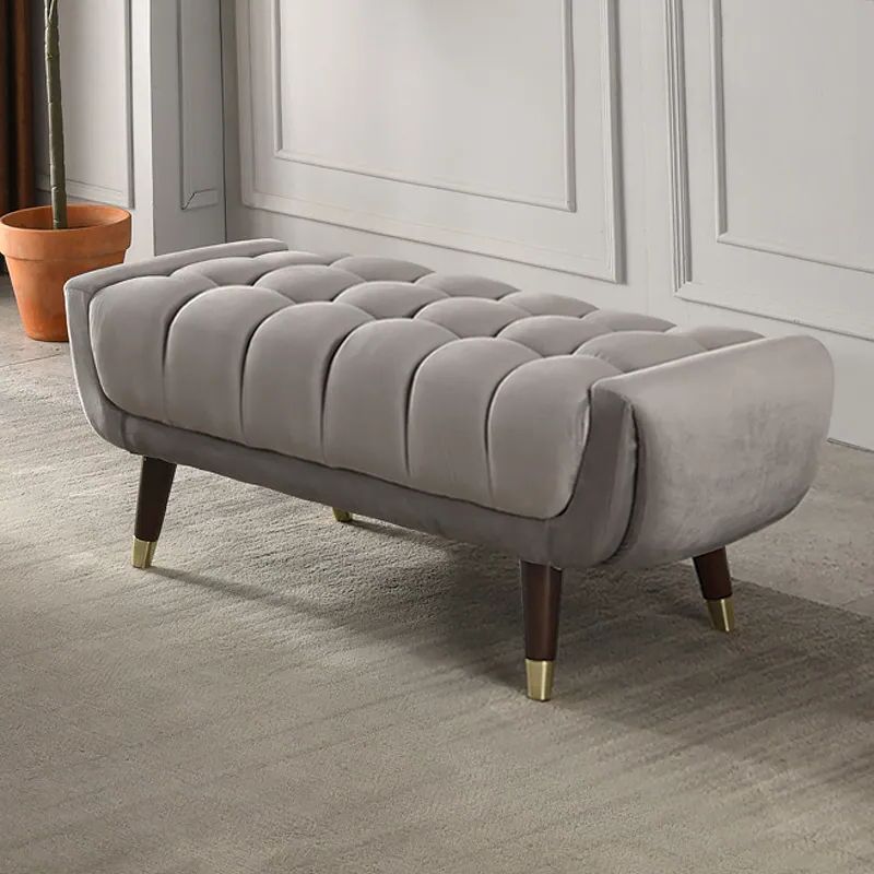 Bench Ottomans With Regard To Well Known Modern Hallway Bench Grey Velvet Upholstered Ottoman Bench For End Of  Bed Homary (View 3 of 10)
