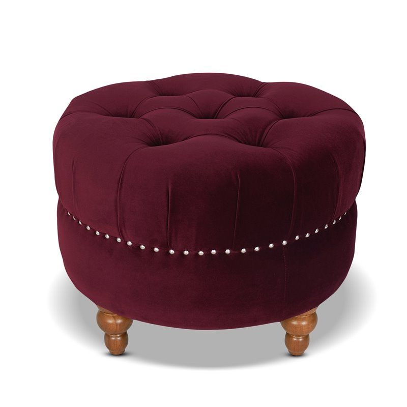 Best And Newest Burgundy Ottomans With La Rosa Victorian Tufted Round Ottoman Burgundy (View 4 of 10)