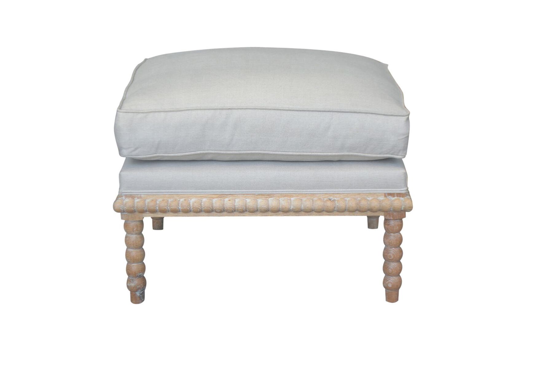 Best And Newest White Wash Ottomans Inside Robbin White Washed Oak Ottoman Oatmeal Linen – Helena House (View 6 of 10)